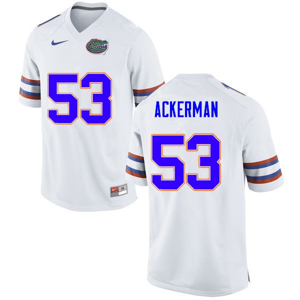 Men #53 Brendan Ackerman Florida Gators College Football Jerseys White